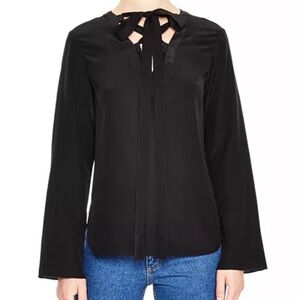 Sandro Cleo Lace-Up Silk Top